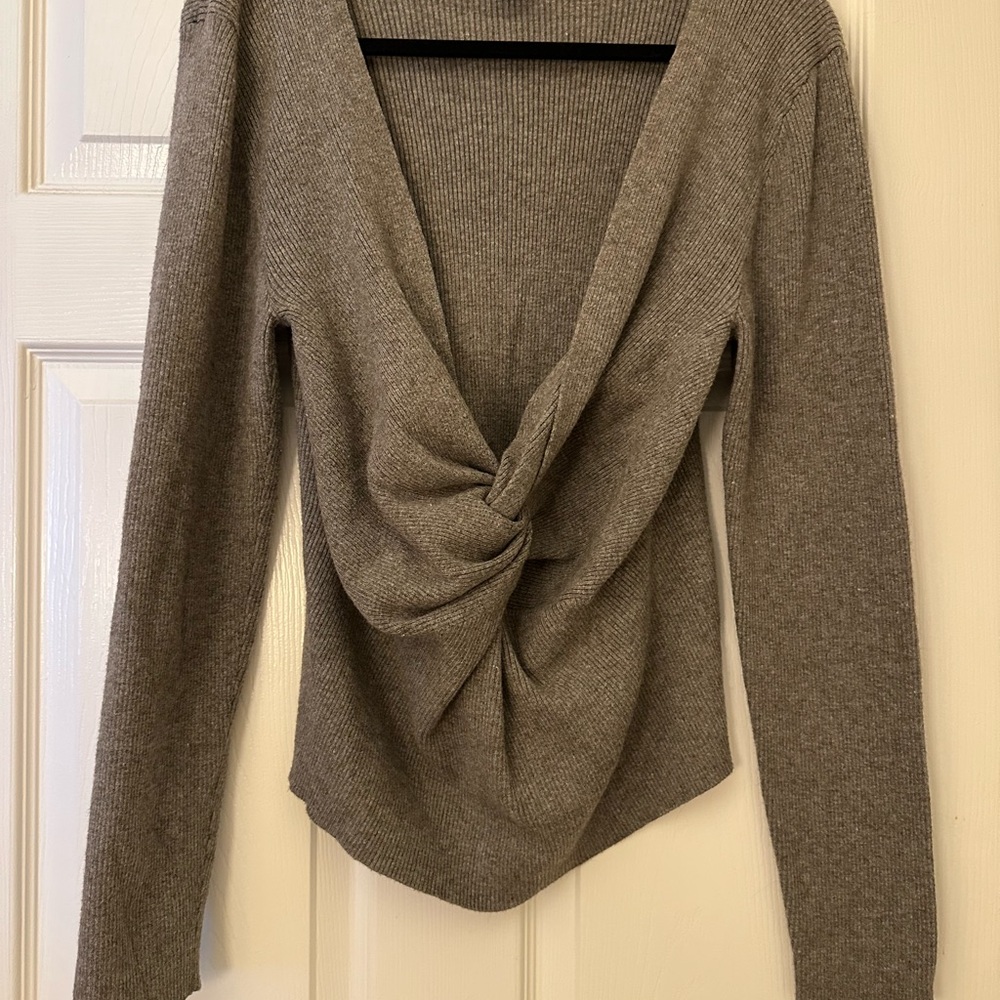 Forever 21 Plus Ribbed Knit Top in Heather Gray